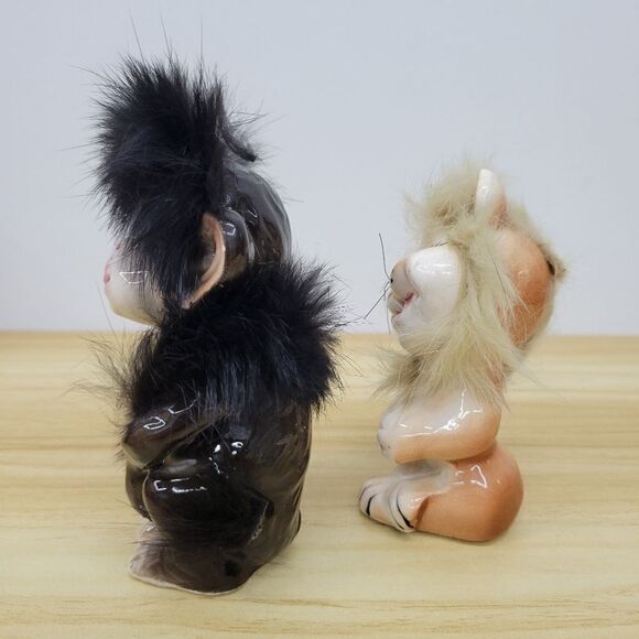 Vintage Bradley Exclusives Japan Anthropomorphic Monkey & Lion Furry Figurines - Picture 3 of 12